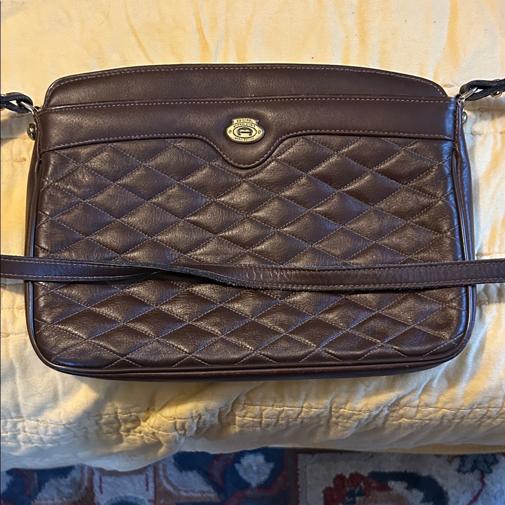 Etienne Aigner Brown Quilted Shoulder Bag
